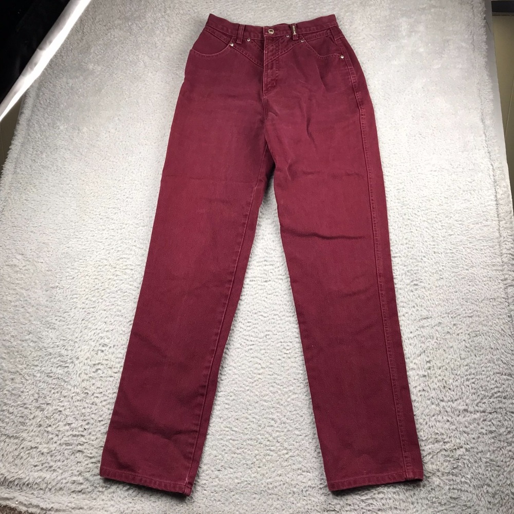 Rockies Jeans Womens 9/10‎ (27x34) Maroon High Rise Bareback Western Cowgirl Vtg